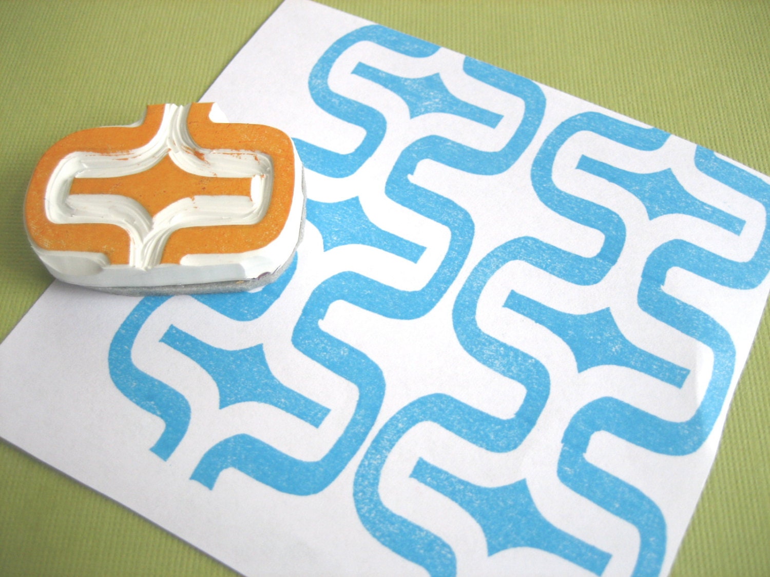 Geometric Pattern Rubber Stamp, Hand Carved Chevron Element Stamp