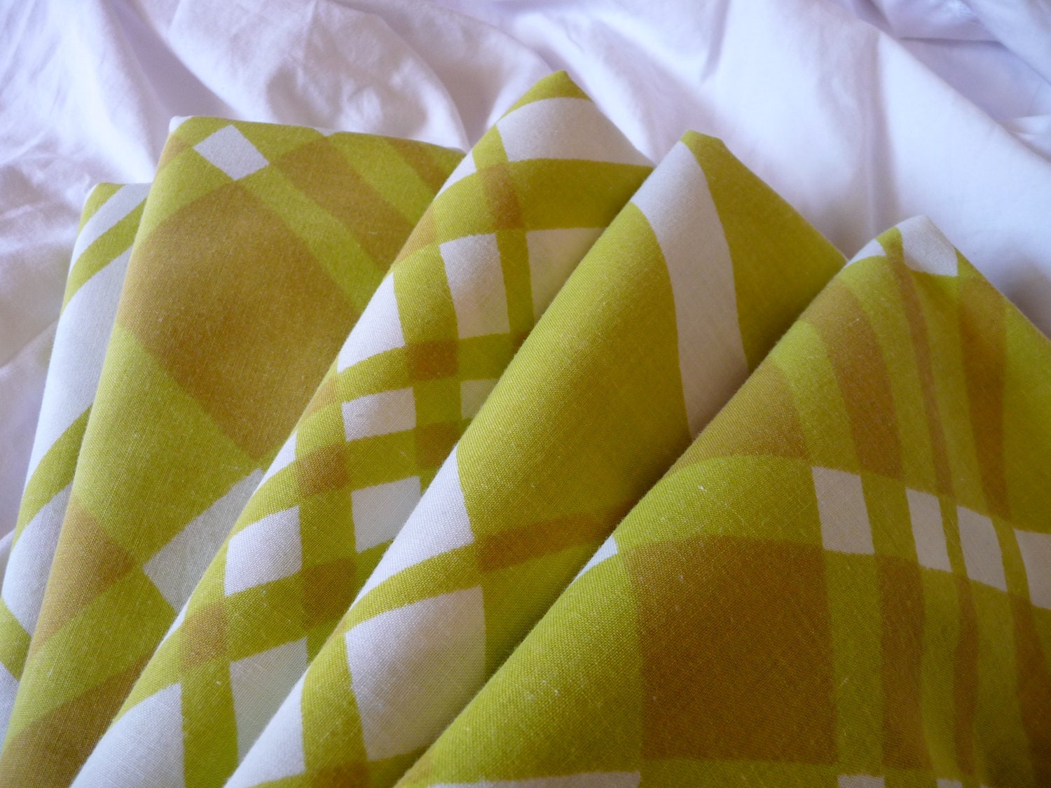 vintage olive and chocolate plaid full flat sheet