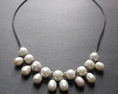 Pearl and Leather Necklace. Pearl Beaded Necklace.  - Starkweather Necklace