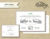 NEW Mint Birds Invitation Sample Set
