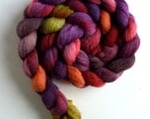 Polwarth/Silk Roving - Hand Dyed Spinning or Felting Fiber, Hot Peppers