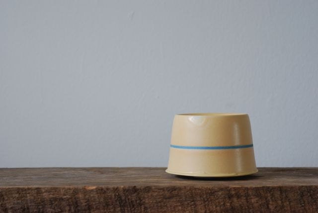 Yellow Stoneware Cup with Blue Line