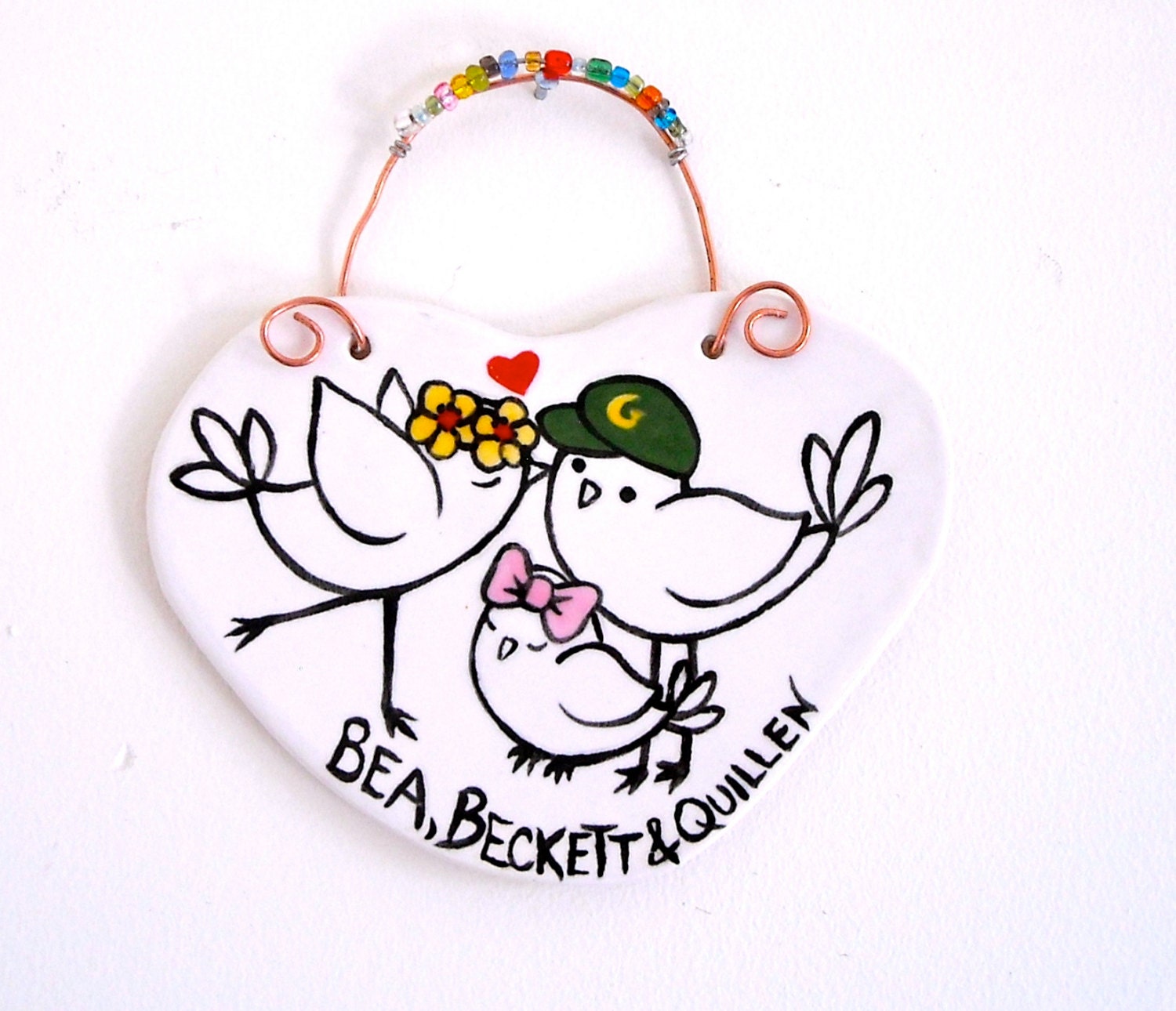 Personalized Custom Bird Family, Friends Plaque - HandMade To Order DEPOSIT Painted Pet Ornament - Baby, Bridal Shower, Housewarming Gift