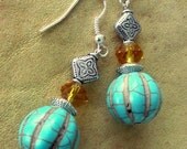Southwestern Beauty Turqoise & Silver Earrings - Turquoise Jewelry - Bohemian Earrings - stoneandbone