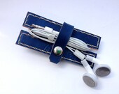 Earphone Holder Organizer for your iPhone Earbuds - Handmade in California - Ready to Ship - Indigo Blue