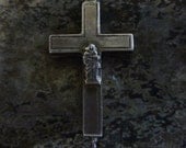 SALE use coupon code- antique french mother and child reliquary cross