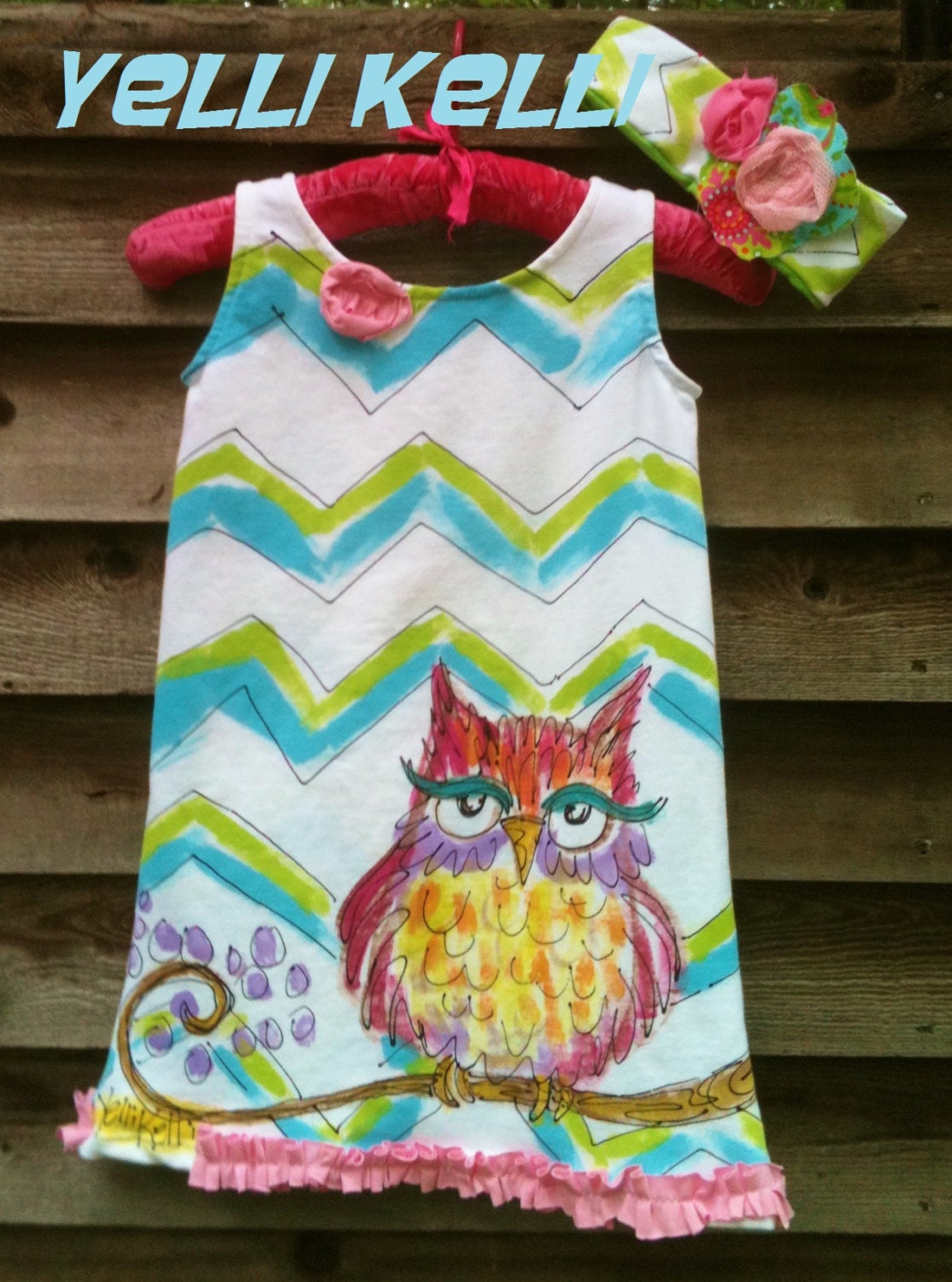 Summer Owl Tank Dress With Headband Made To Order