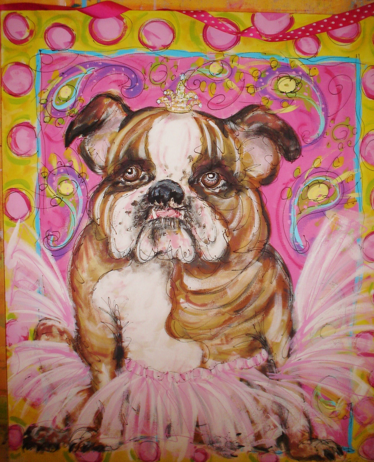 Pet Portrait Fancy Style Of YOUR Pet Original Painting LARGE Made To Order