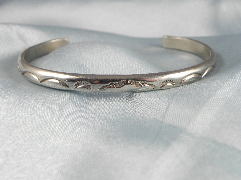 Vintage Sterling Silver Native American Cuff Bracelet