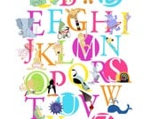 Childrens Decor, Nursery Wall Art, ABC Wall Art Alphabet Animals 8 x 10 Art Print - choose Boy or Girl or Both or Neutral