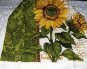 Crochet hanging towel,  Sunflower, with brown top