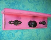 Shabby Hot Pink Wall Shelf Jewelry Repurposed Vintage Door Knob