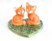 Wedding Cake Topper Two Foxes on a Heart
