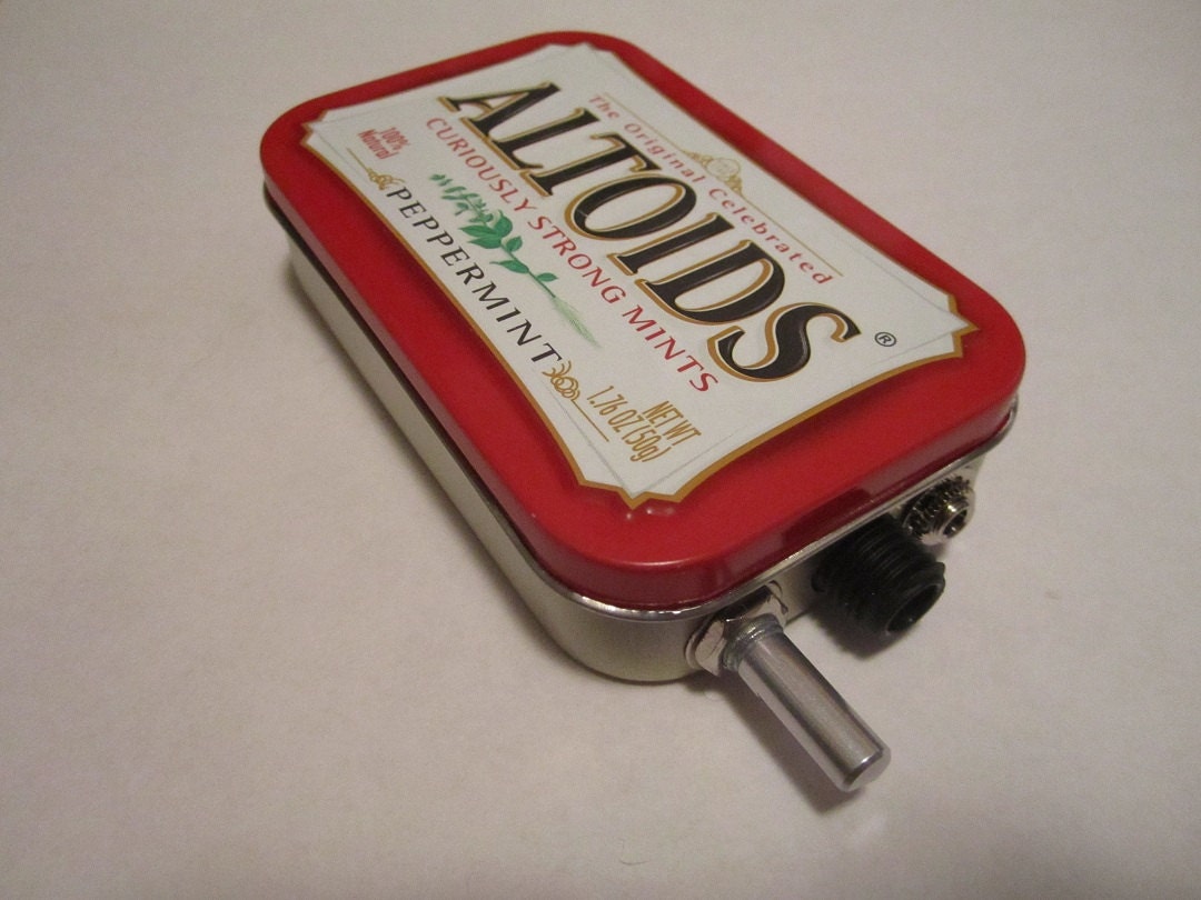 Portable Mint Tin Guitar Amp, Headphone Amp, MP3 Amp w/ Speaker, Volume Control, & 10X Gain (Peppermint Altoids)