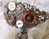 Filigree Cuff Bracelet Vintage Watch Face  Bracelet Vintage Button Bracelet Slip On Ornate Bracelet Vintage Jewelry