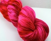 Cozy Toes in "Red Hots and Chili Peppers," Hand Dyed Sock Yarn, Fingering Weight Superwash Merino Cashmere Nylon 3-ply