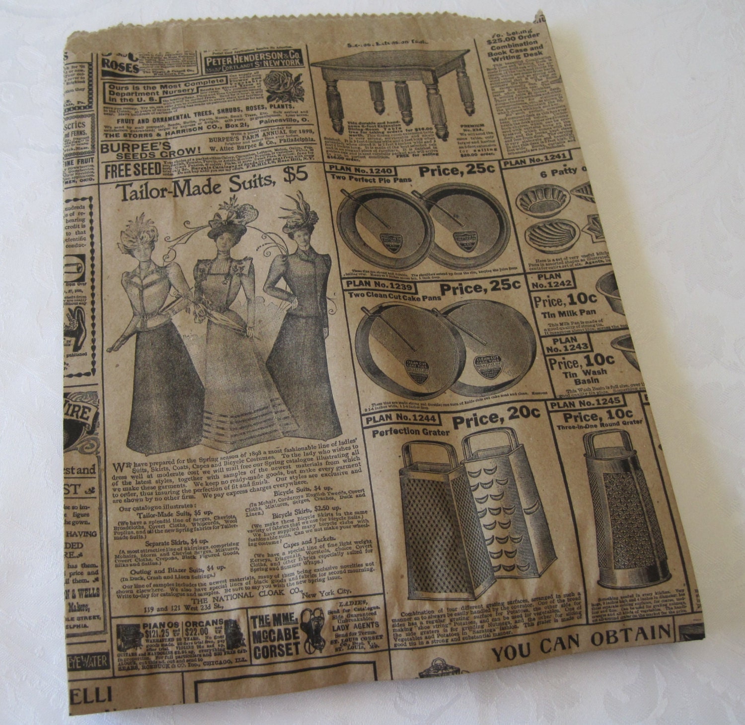 Newspaper Print Paper Bags 8.5 x 11 Pack of 100