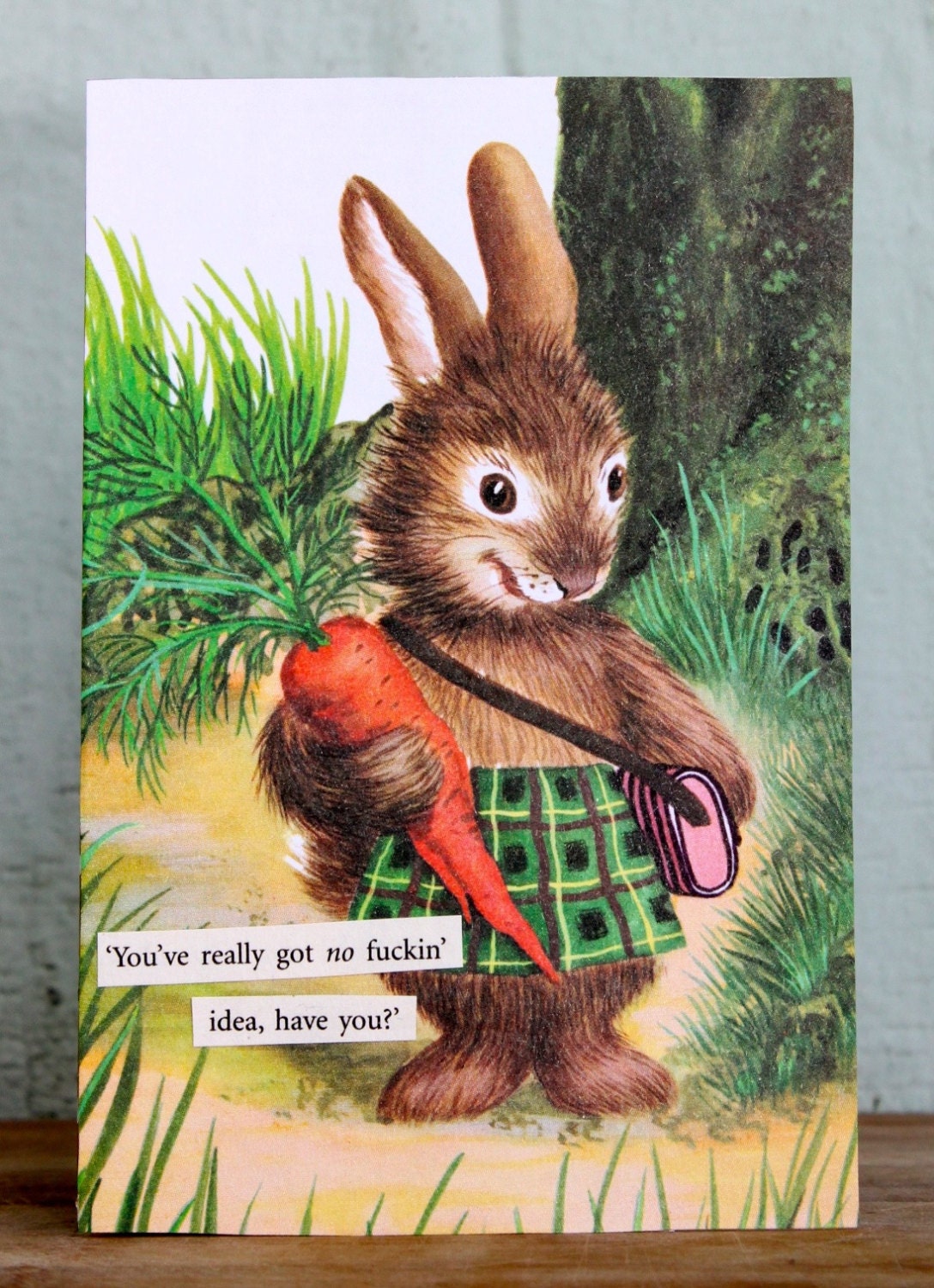 No f-ing idea - Bunny rabbit handmade card