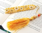 Satin Bookmark 'smiling Sun' with tassel