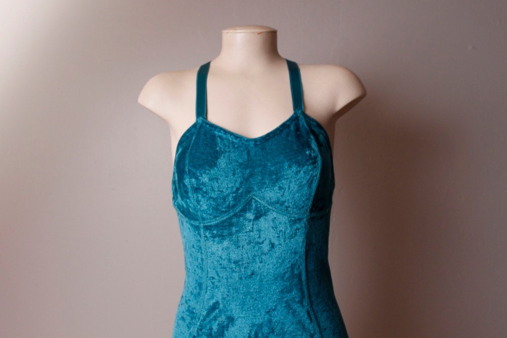 Vintage 1940's Teal Jantzen Swimsuit Bathing Suit Small