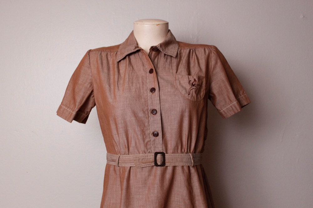 Vintage 1950's Brownie Girl's Scouts Uniform Dress