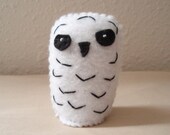 Mini Snowy Owl - White Felt Mini Stuffed Plush Owl