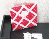 Dollhouse Miniature French Memo Message Board Country Shabby Chic One Inch Scale Red White Polka Dot