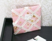 Dollhouse Miniature French Memo Message Board Country Shabby Chic One Inch Scale Pink Cream
