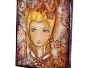 Marie Antoinette - Original Mixed Media Painting on Canvas Folk art by FLOR LARIOS (8 x 10 Inches))