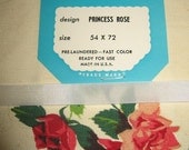 Vintage Wilendure Princess Roses Tablecloth and Napkin Set  MINT Paper Tag   54 x 72