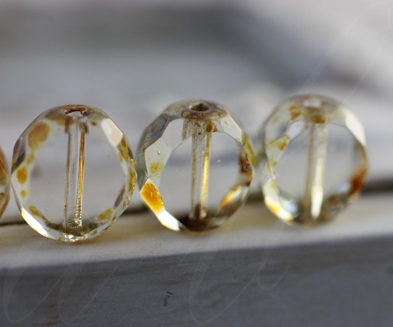 CLEARLY SLABS .. Picasso Czech Table Cut Glass Beads (2461-6)