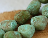 TUMBLED TURQUOISE NUGGETS .. New Picasso Czech Glass Beads (3367-st)