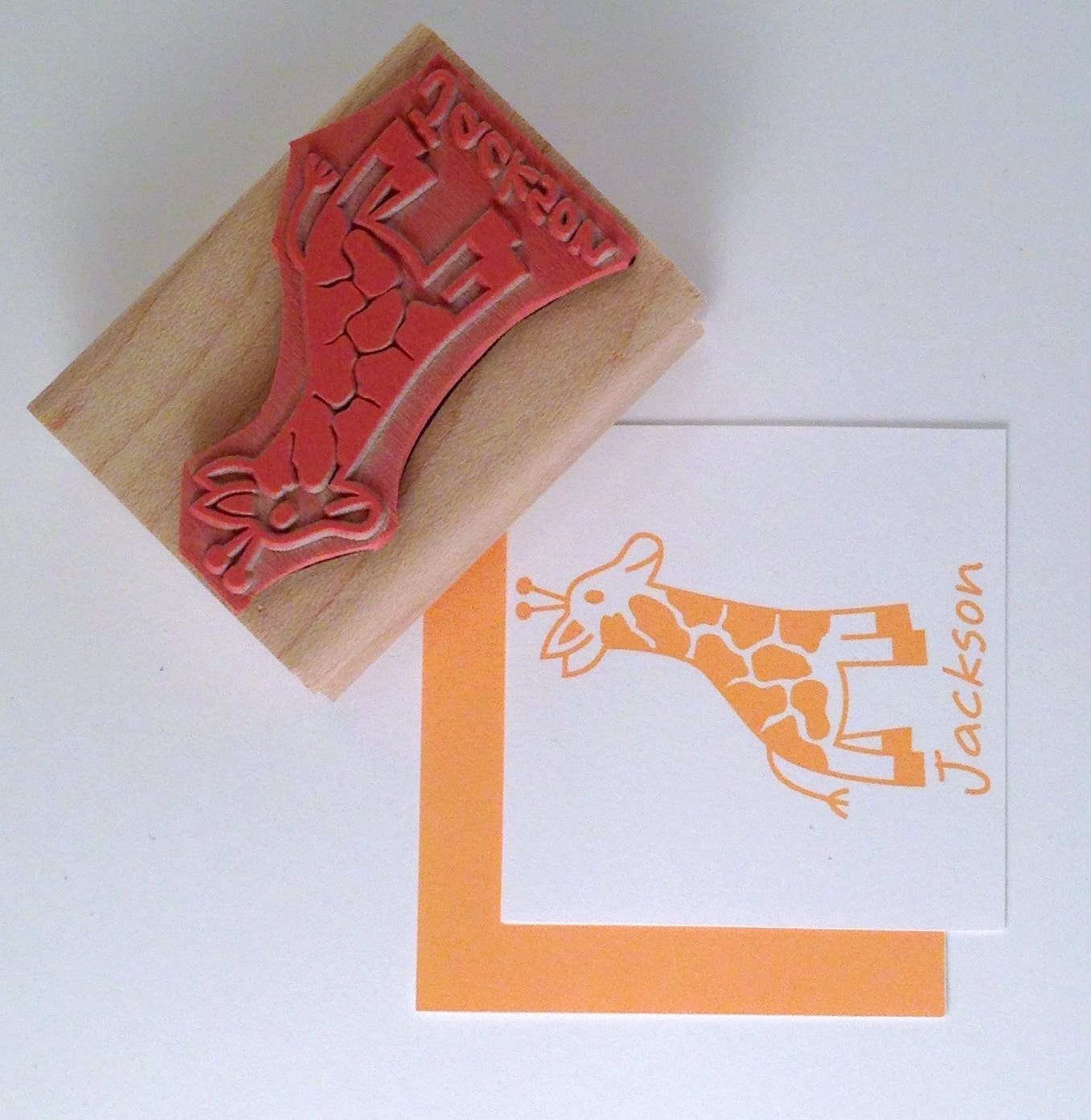 Giraffe Personalized Rubber Stamp