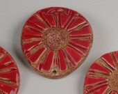 Pottery Cuff Bead, The Elli in a Retro Sunflower Design