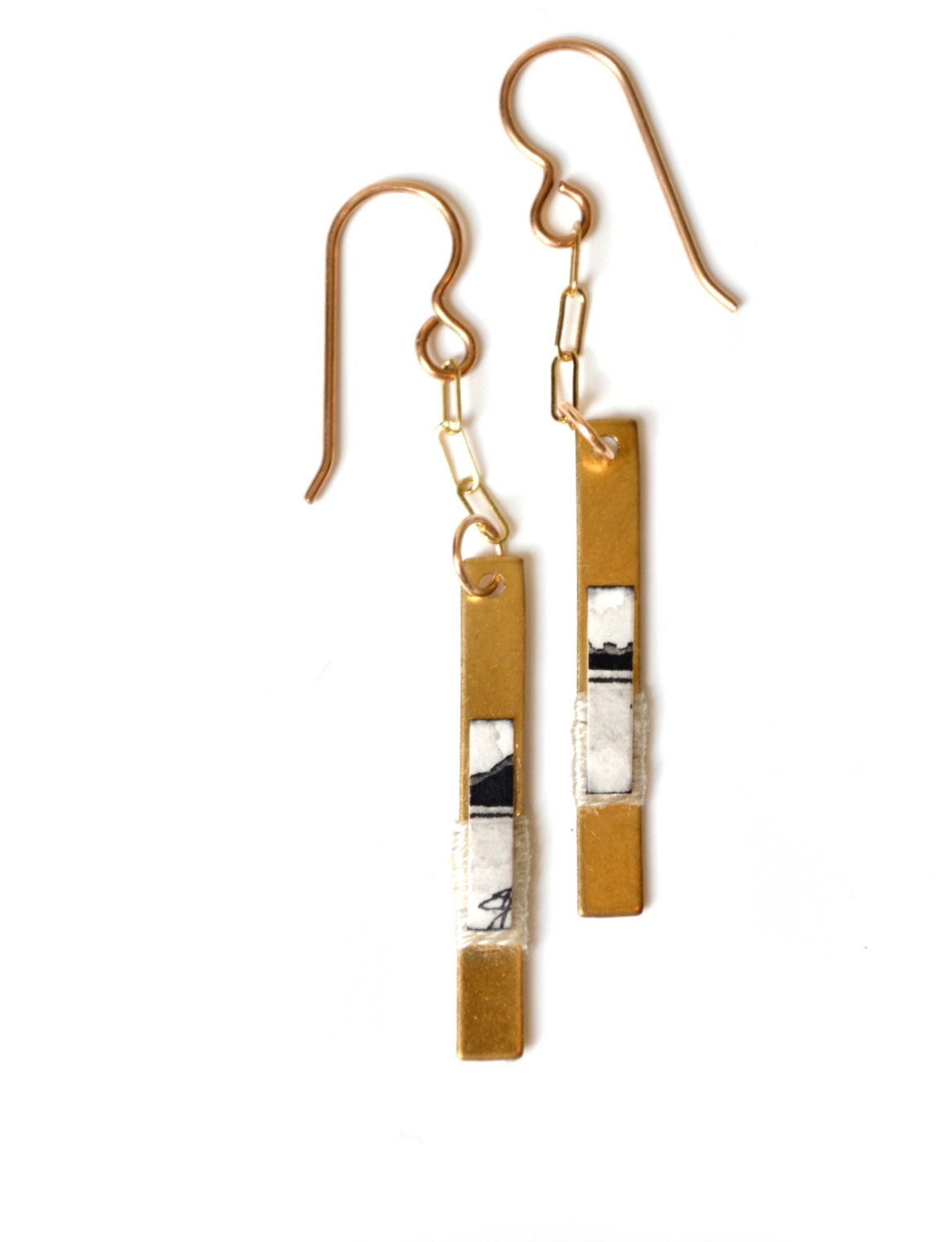 Avery: Fine Art Earrings featuring a tiny ink painting