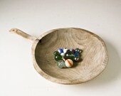 Hand Carved Wood Bowl - Wood Handle