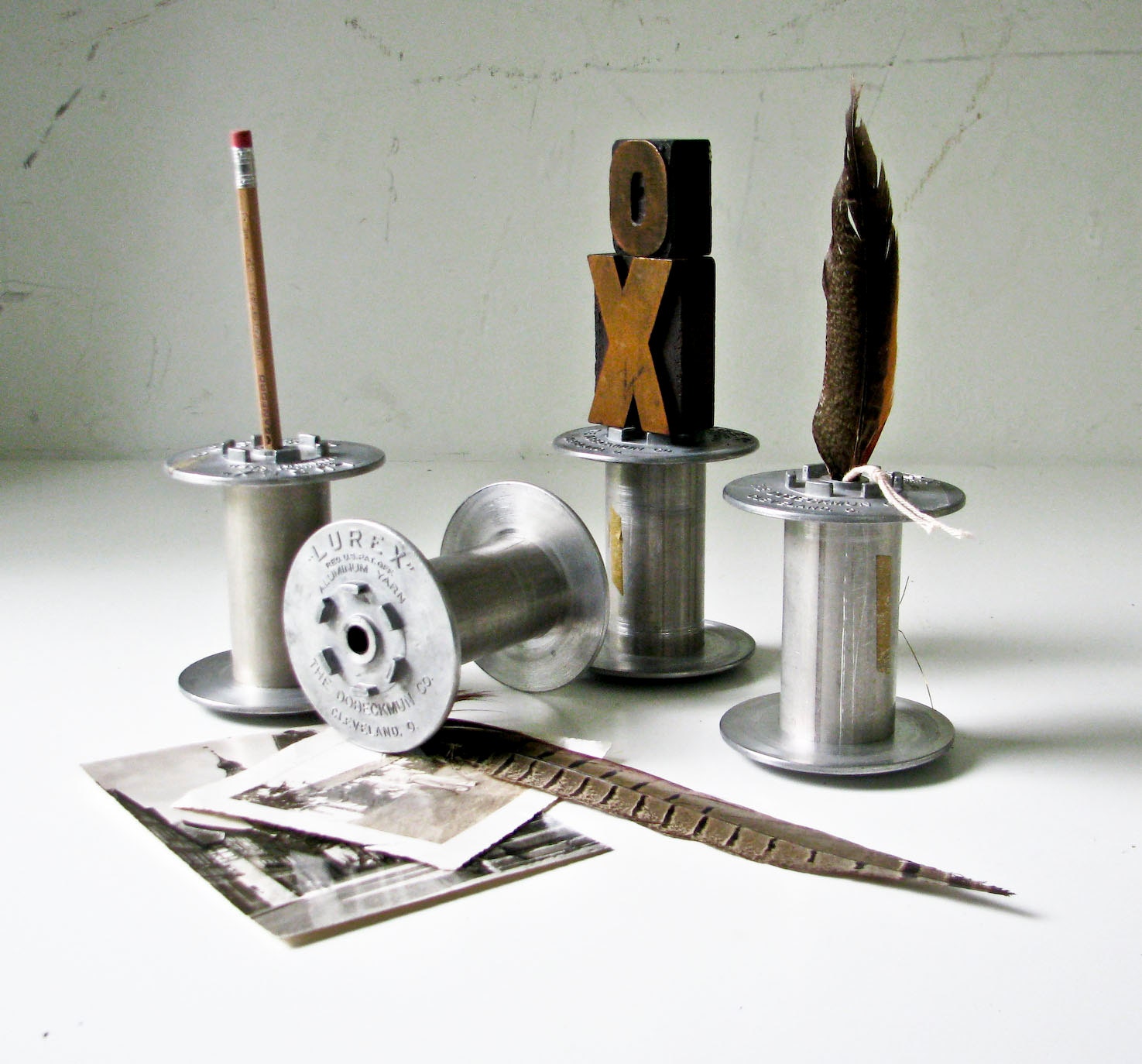 Vintage Industrial Metal Spools - Aluminum Spools - Lurex