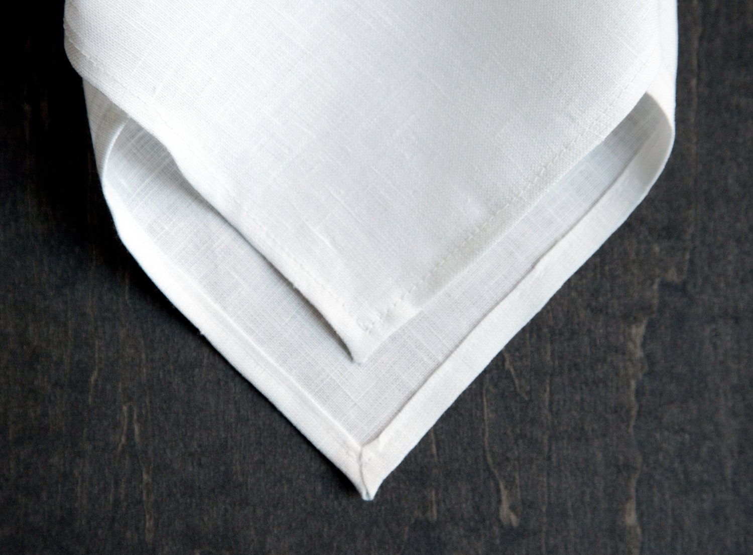 Handkerchief Pocket Square Custom Cross Stitch Monogram or Date - Off White linen