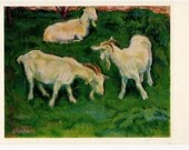 Russian postcard Goats vintage