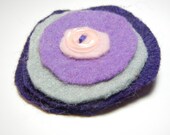 Purple and Grey Abstract Felt Flower Pin, Felt Flower Brooch, Gray, Violet, and Eggplant Brooch
