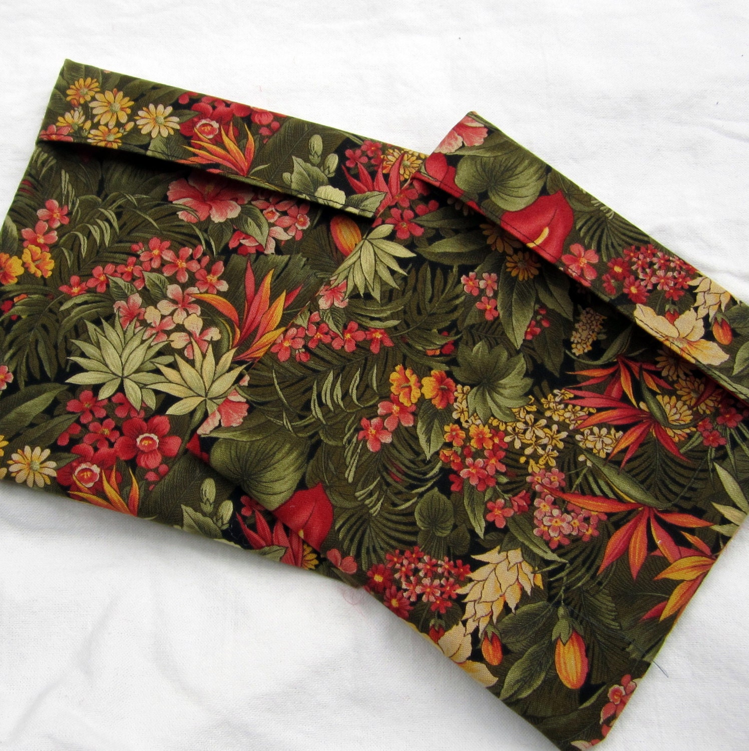 Lined LARGE FlipFlap Sack--Jungle Flowers Sandwich bag