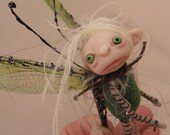 ooak pose-able tiny green BUG pixie FAIRY (12 ) art doll by DinkyDarlings