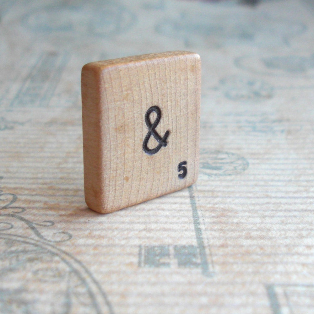 Vintage Blank Scrabble Tile .. Customize your own letter and value .. Hand stamped and inked .. Awesome wedding gift .. engraved keepsake