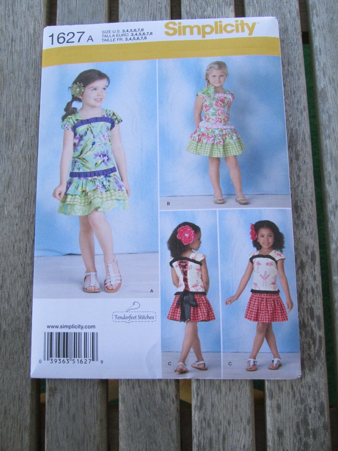 SALE Girls Top and Skirt Pattern Simplicity 1627 A Sizes 3-8 Ruffle Boutique Style