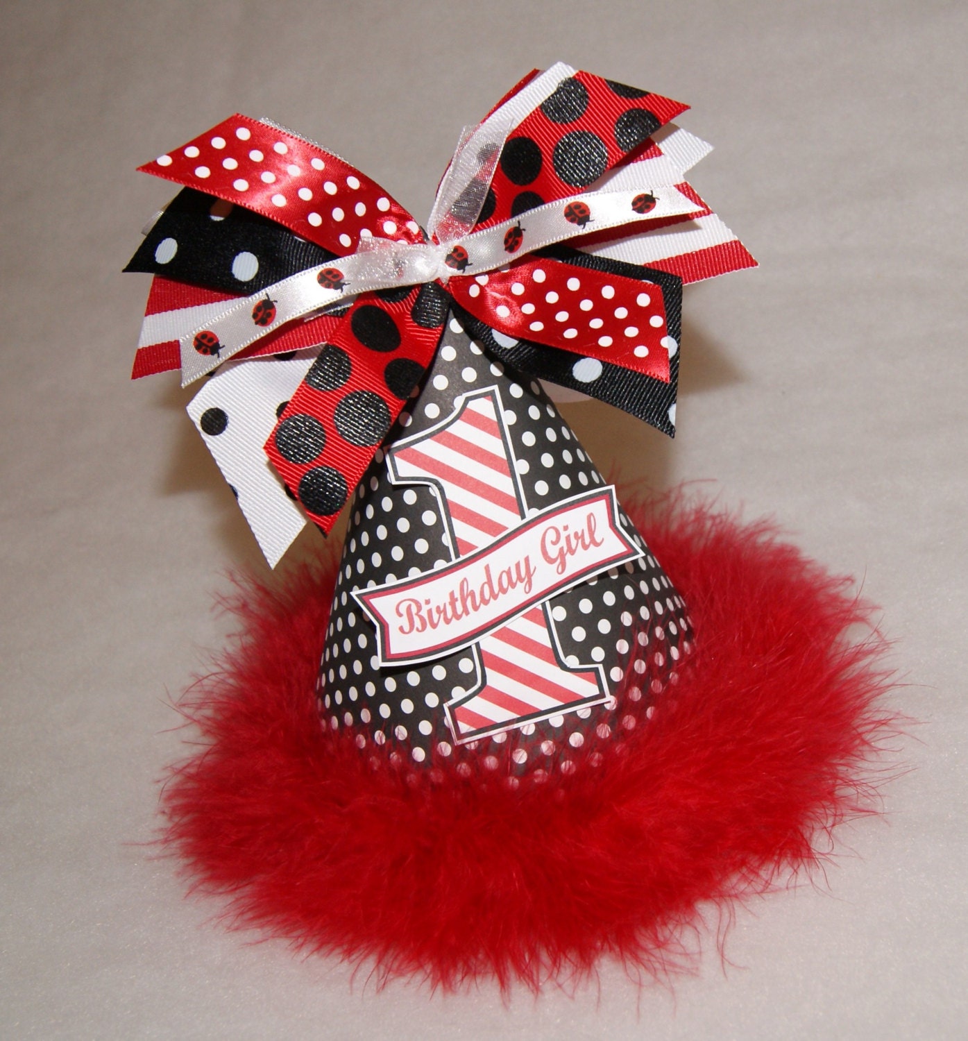 Black and Red Polka Dot Ladybug Party Hat