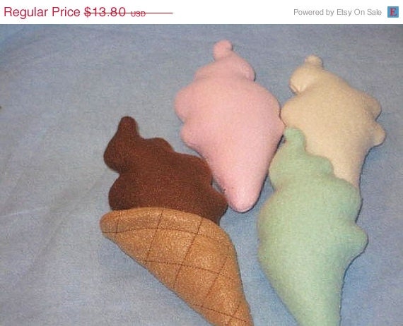 SALE PLAY PRETEND Felt And Fleece Ice Cream Cone With 4 Different Flavors