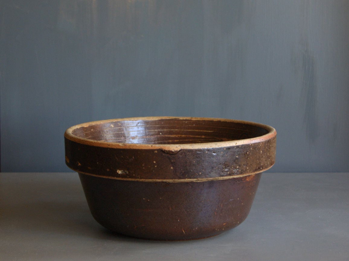 Rustic Stoneware Bowl in Brown Salt Glaze Finish