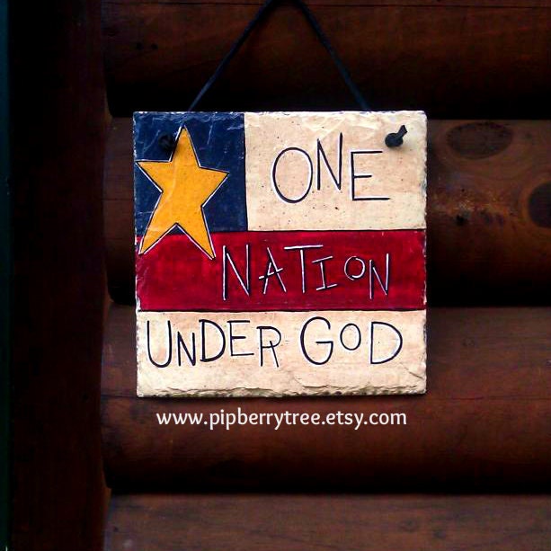Hand Painted Decorative Slate - Americana and Patriotic - One Nation Under God