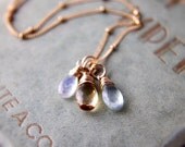 Citrine Fluorite Moonstone Pendants Gold Yellow Blue Spring Morning PoleStar