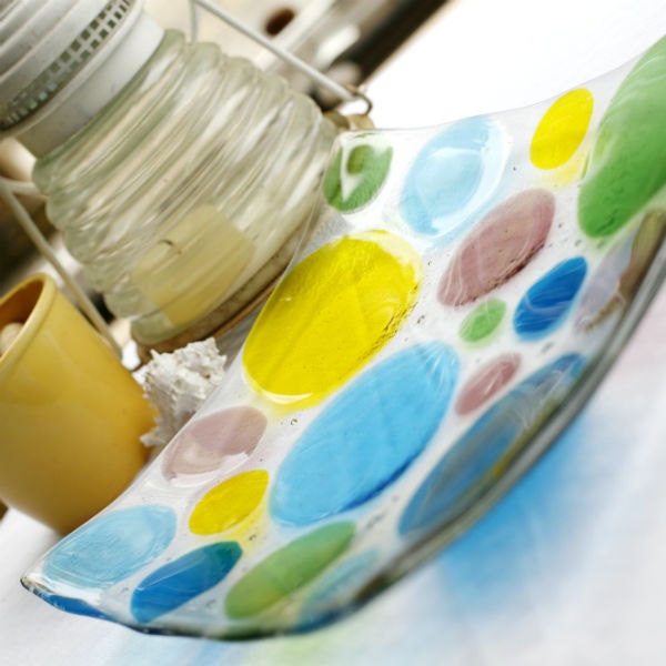 Fused Glass Platter - Circulation - multi-colored